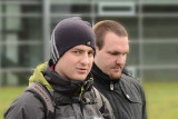 Jura-Studenten unter sich: Michael Brück und Sascha Krolzig (Uni Bielefeld) am 24.11.2013 beim Naziaufmarsch in Remagen